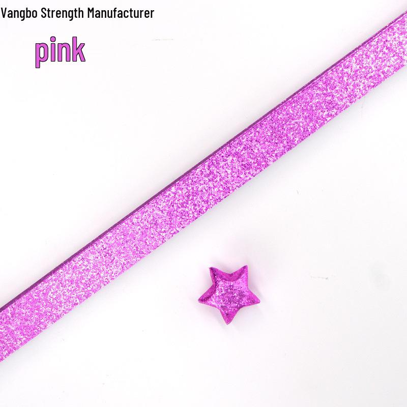 Silver Star Origami Paper Strips with Rhinestones Glitter - Pastel Colors for Lucky Five-Pointed Stars.