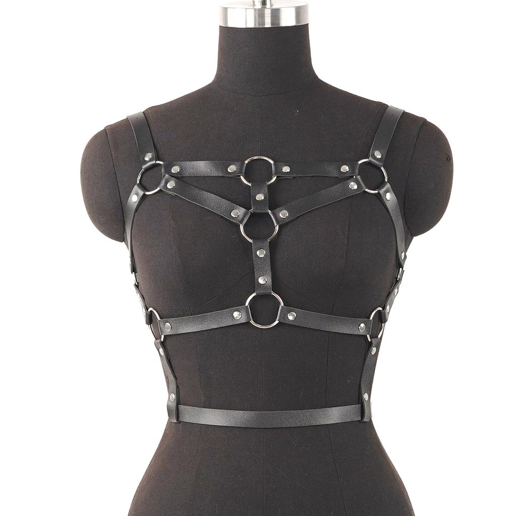 Fashion Women Pu Leather Hollow Cage Bra Gothic Body Chest Harness Belt Adult Punk Chest Bra Harness.