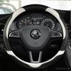 Carbon Faser Leder 38CM Auto Lenkrad Abdeckung für Skoda fabia 1 2 octavia 1 2 3 A3 A5 Yeti roomster superb Auto Zubehör
