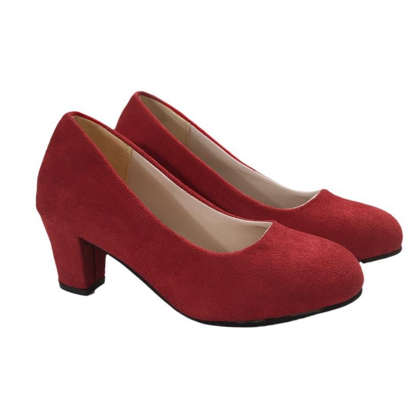 Fashion Shoes Female 2024 Summer New Women's Pumps Comfortable Round Toe Shallow Office Classic Chunky Heels Ladies Shoes