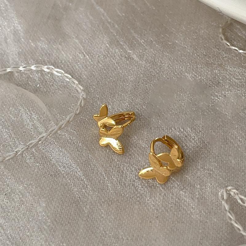 Cool Photosensitive Surface Double Butterfly Metal Ear Buckle Women'S Small And Exquisite Personality Fashion Elegant Versatile Earrings