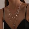 Neues 925er Sterlingsilber Mehrschichtiges Halsketten-Charme Geometrische Form Damen-Anhänger Choker Geburtstagsgeschenk Exquisiter Schmuck