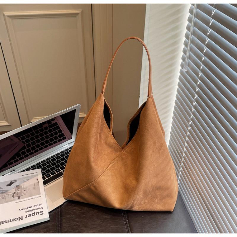 Semsket skinnveske dame stor kapasitet ny høst og vinter avslappet retro skulderveske mor og barn-veske tote bag