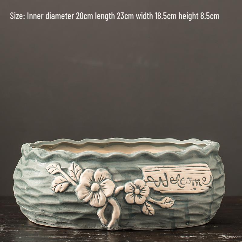 Cartoon Grobkeramik Großer Keramik Sukkulentenübertopf im Bilderbuchstil