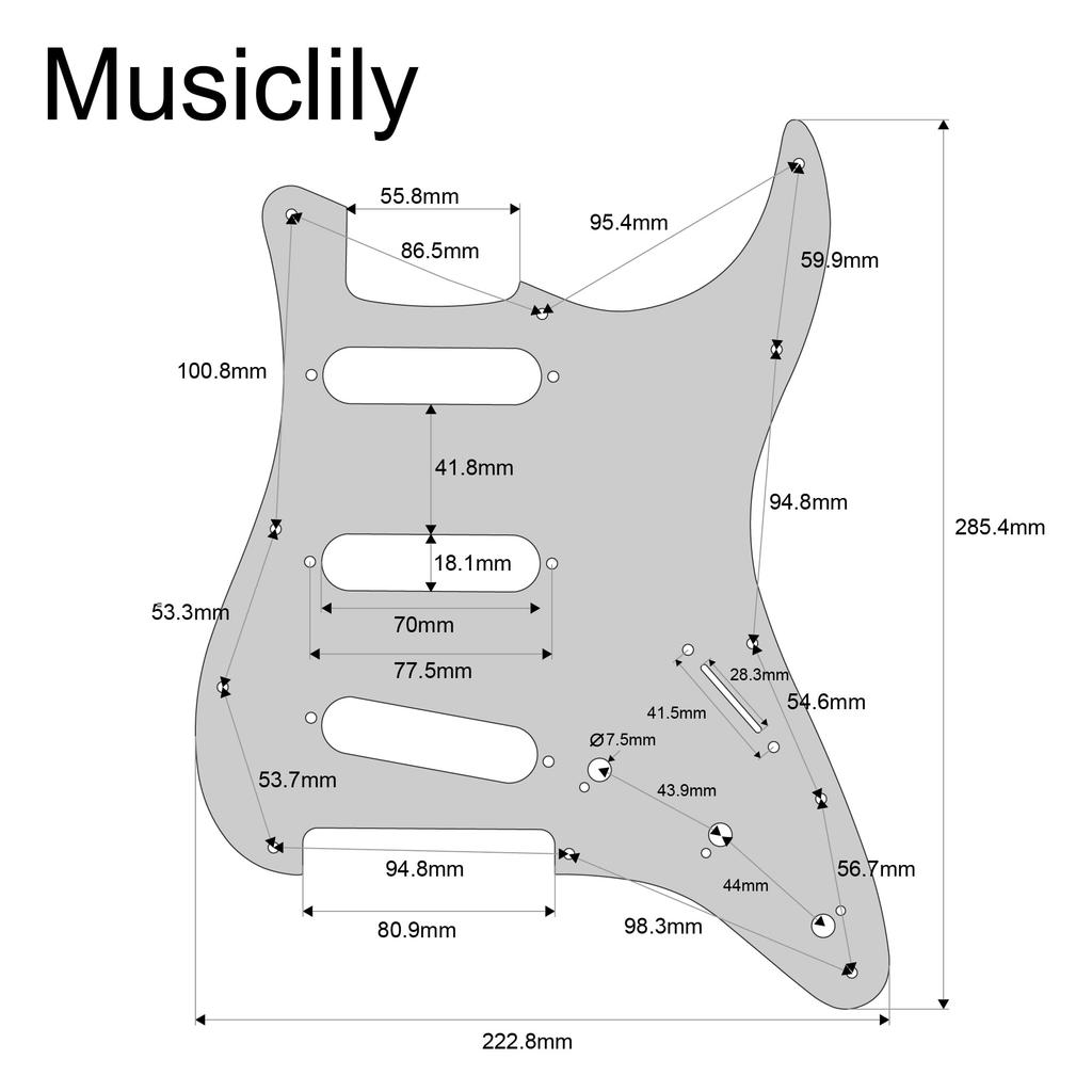 Musiclily Pro ST SSS Pickguard for Squier Sonic Strat Electric Clear 11-Hole Guitar,