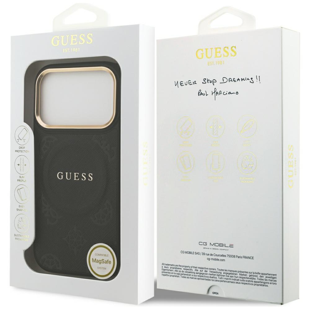 Guess Peony Hot Stamp MagSafe Case for iPhone 17 Pro Black
