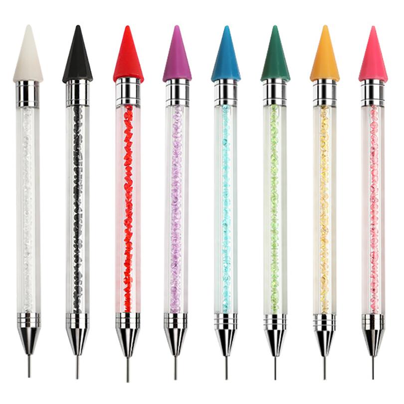 Dual Heads Acrylic Dotting Wax Pen Point Drill Pens Rhinestones Crystal Picking Nail Studs Dotter DIY Point Drill Nail Tools