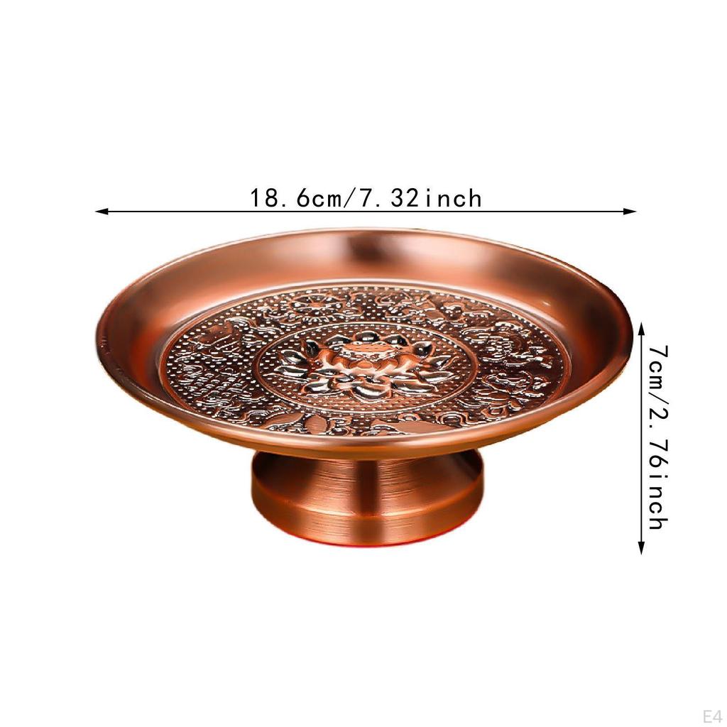 Buddhist Fruit Bowl Decorative Lotus Design Stable Base Footed Temple Tray for