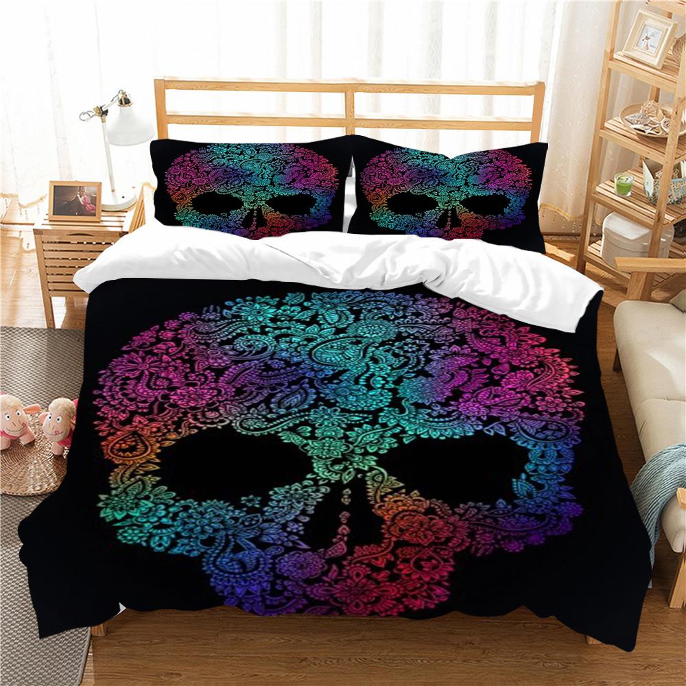 3D Skull Printing Duvet Cover Set Cartoon Bedding Set Highend Pillowcase Children Bedding Suit Single Size Double Size Bed Cover