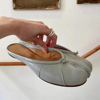 Fashion Women Split Toe Slippers Tabi Ninja Slip Flats Round Toe Ladies Shallow Lazy Slip On Boat Slingback Mules Shoes Soft Loafers