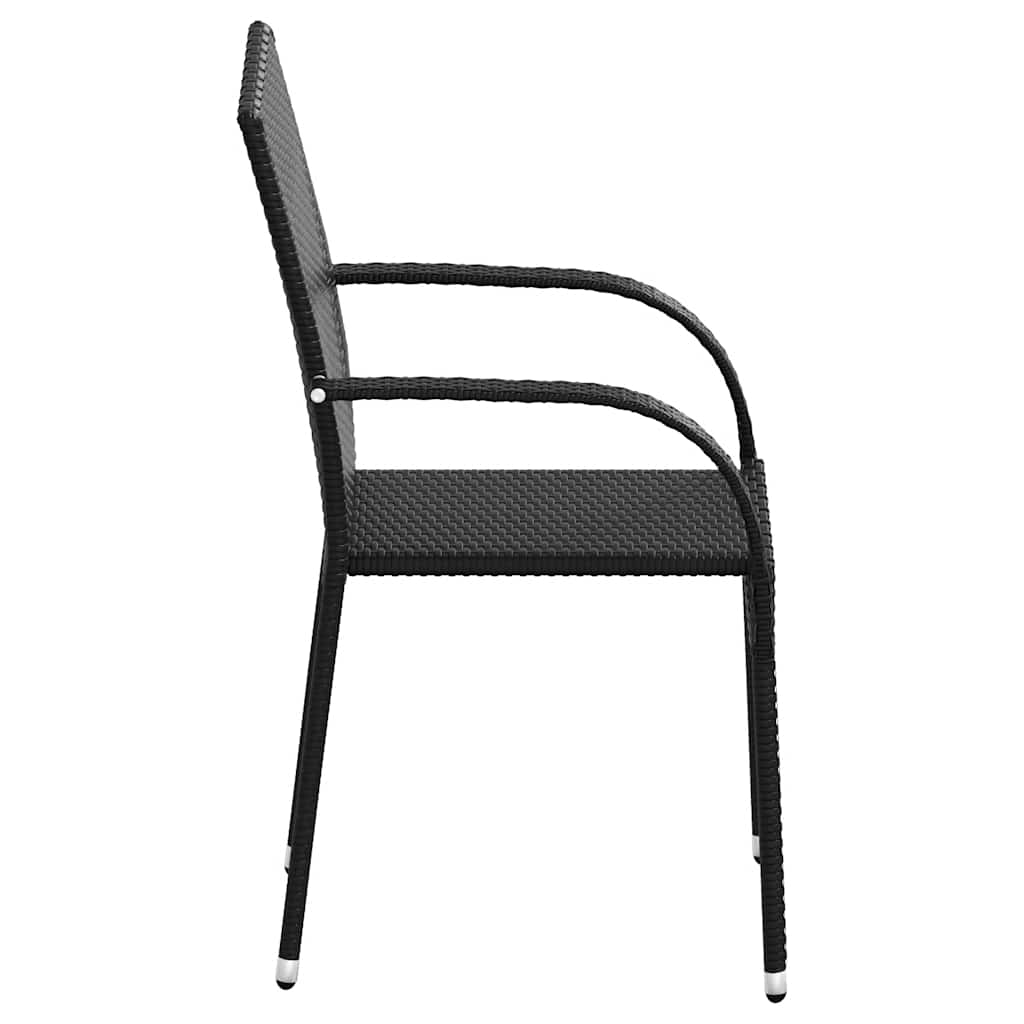 vidaXL Stapelbare Gartenstühle 2 Stk. Poly Rattan Schwarz