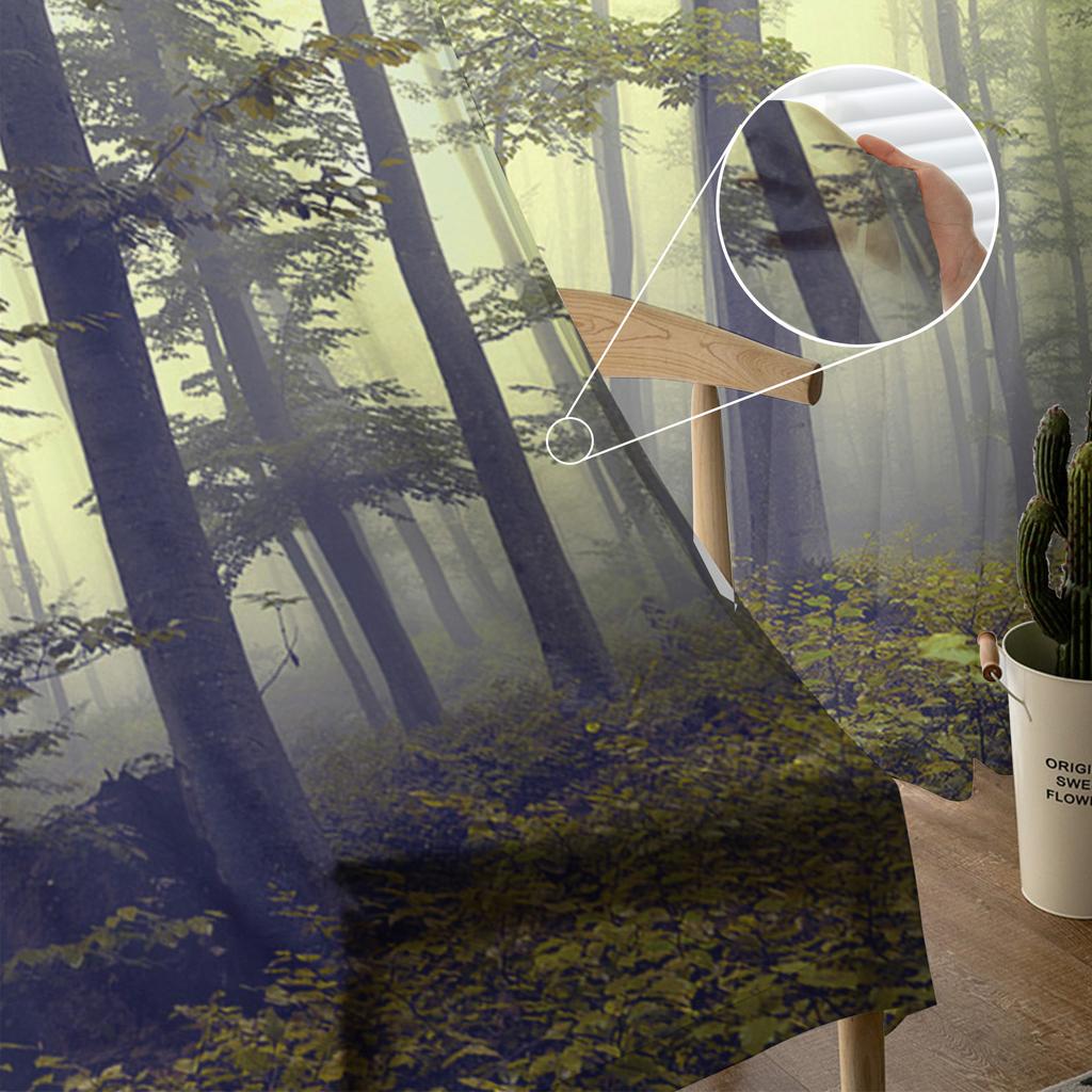 Youth Bedroom Sheer Curtains Autumn Wild Trees Forest Kitchen Study Curtains Living Room Holiday Decor Tulle Curtains