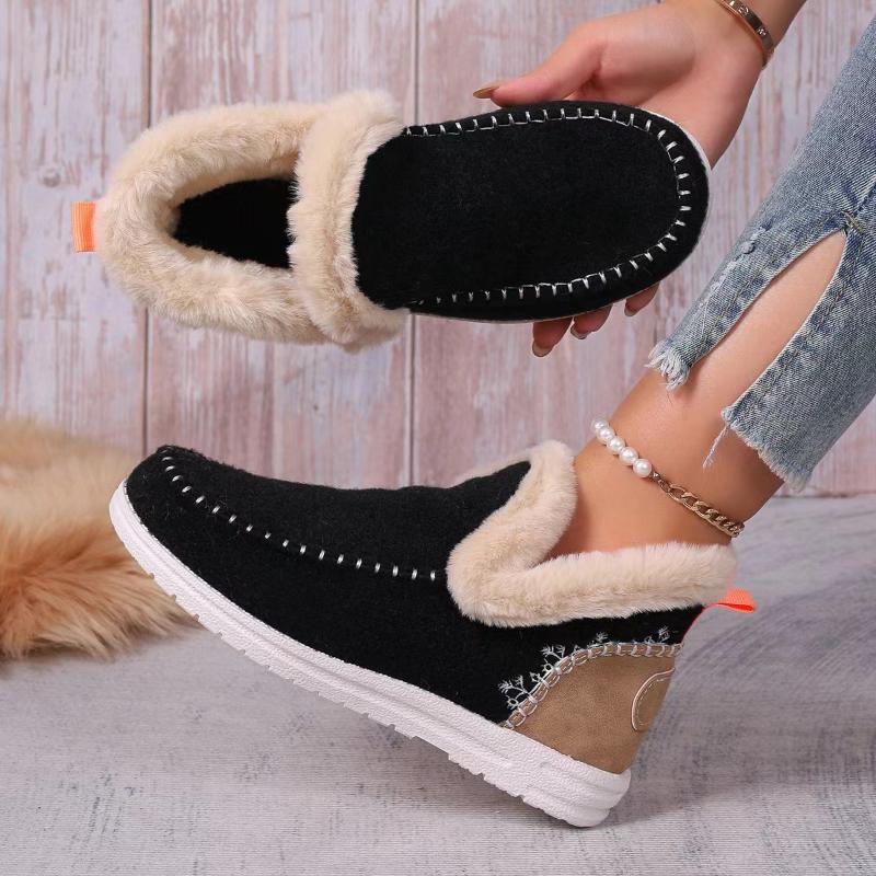 Fashion 2024 Winter New European and American Large Size Short Boots Women Flat Velvet Suede Snow Boots Women Shoes Keep Warm Work Shoes