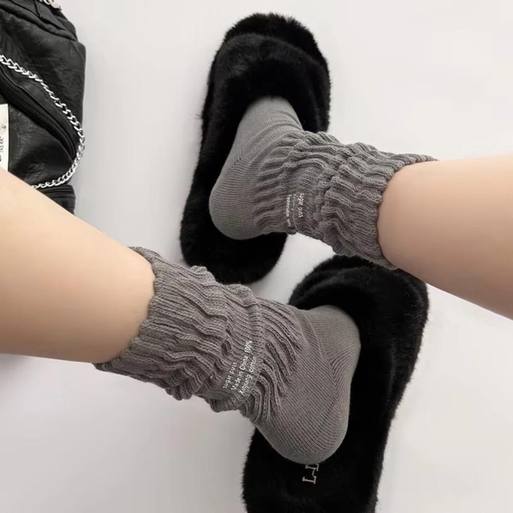 Sweat-Absorbent Middle Tube Socks Solid Color Knitted Socks Casual Cotton Socks Sports