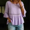 2026 Spring/Summer Fashion Women's Solid Color Round Neck Ruffle Sleeve Casual Top