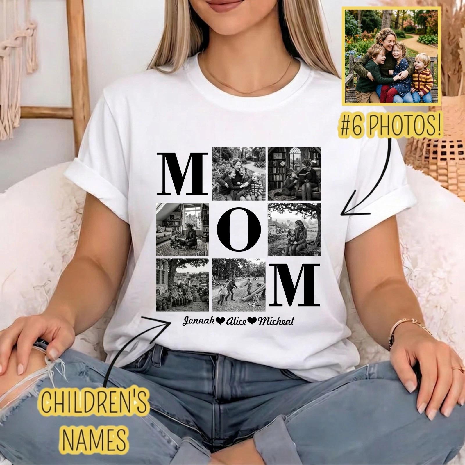 

Personalised Mother s Day T-T-Shirt Custom Kids Names & Images Lovely Gift Tee Top 4XL