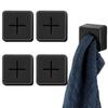 NOELAMOUR Wall-Mounted Towel Holder with 4 Hooks for Kitchen Towels (Black)
