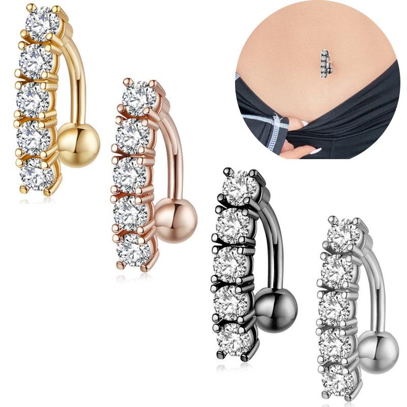 Stylish Stainless Steel Cz Inlaid Belly Button Ring Wholesale Piercing Jewelry