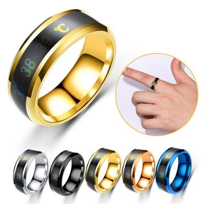 Wasserdichter Schmuck Temperaturempfindliche Ringe Titanstahl Stimmungs-Emotionstemperaturring für Frauen Männer Hochzeitsgefühl Intelligentes Zubehör