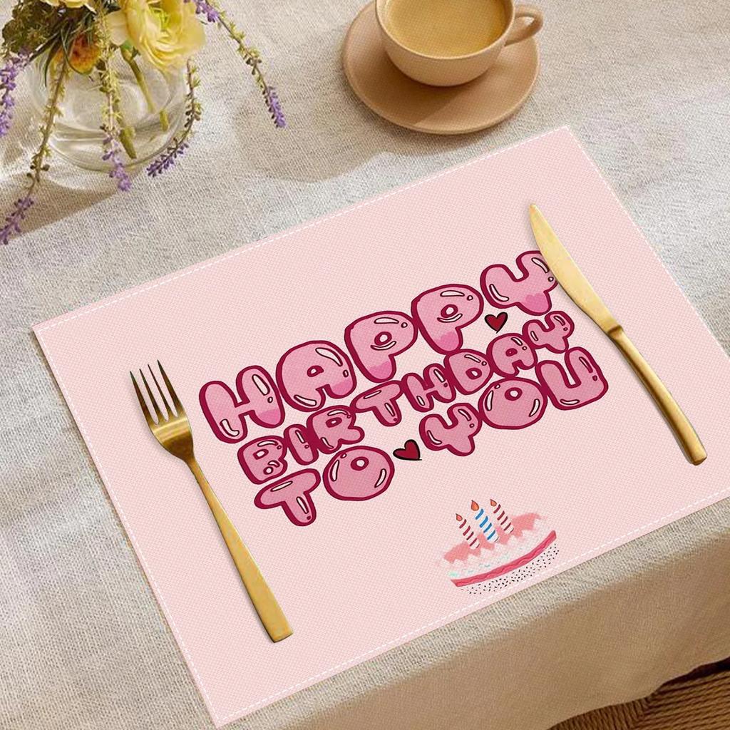 1 Stück Geburtstagsthema Tischset Esstisch Dekoration Leinen Tischgeschirr Untersetzer Küchenmatte Zubehör Für Kinder Geburtstagsparty Kinder