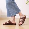 Fashion Smile 2025 New Leather Clogs Women Suede Clogs Soft Leather Mules Cork Clog Antislip Slippers Women's Mules House Sandals Buckle