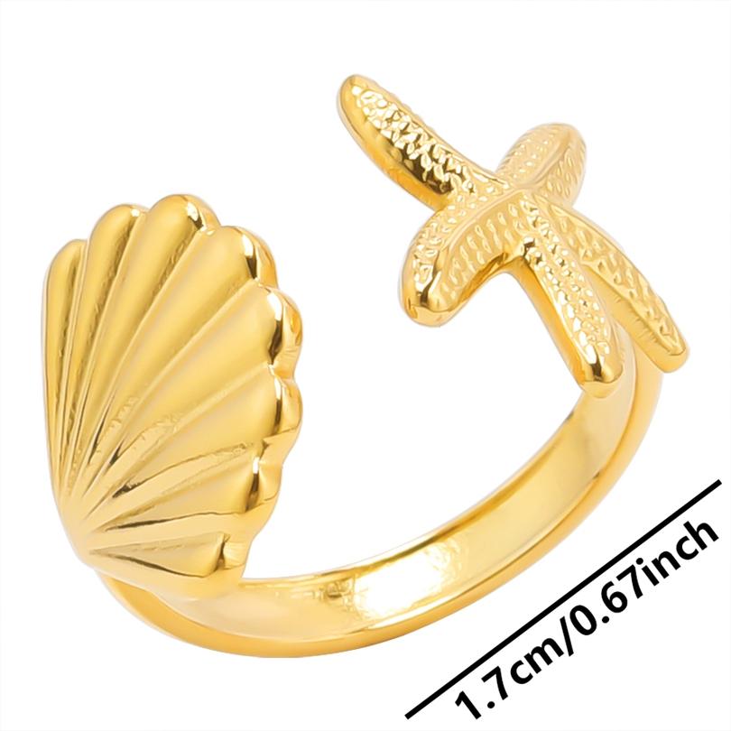1/5Ppcs/Lot Real Gold Plated Stainless Steel Rings For Women Men Accessories Open Adjsutable Chunky Butterfly Heart Ring Anillos