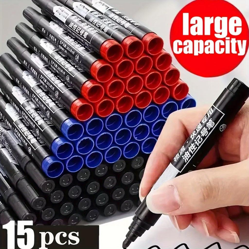 Set da 15 pennarelli indelebili a base d'olio per Carta, Metallo, Vetro, Legno, - Ideale per Scuola, Ufficio, Ingegneria, Edilizia, Arti
