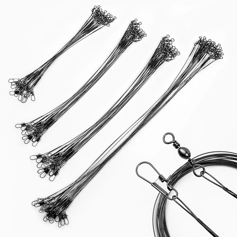

20PC Anti Bite Steel Fishing Line 15/20/25/30cm Steel Wire Leader With Swivel Fishing Accessory Fishing Wire Olta Leadcore Leash 15cm