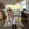 1 ks Flísová deka s potiskem Grand Theft Auto, Vysoce kvalitní, Pro všechna roční období, Domácí dekorace, Teplo a pohodlí, Perfektní jako vánoční dárky
