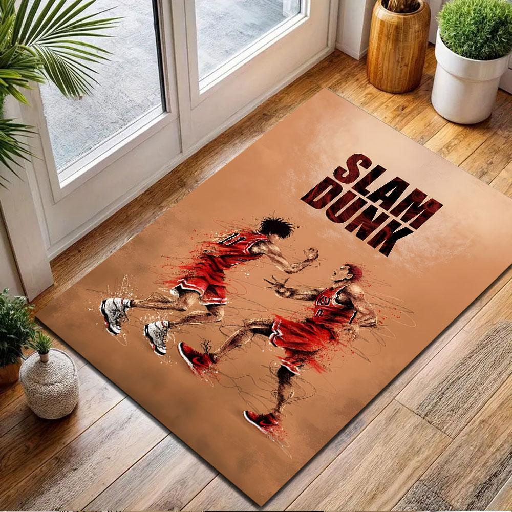 Basketball Duel Art - Slam Dunk Patterned carpet, non slip mat suitable for living room and bedroom sofas