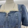 2025 Summer Women's Lace Denim Short Dress - Age-Reducing Design, Slimming Tummy Control, Thin Style