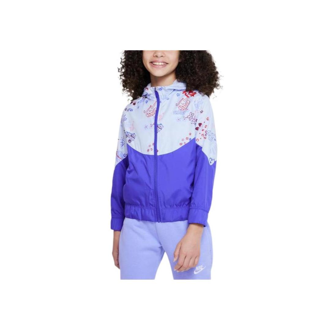 Nike Sportswear Icon Clash Windrunner Abstract Pattern Printed Zip-Up Hooded Jacket Kids jackets Blue DQ8879-085 XL
