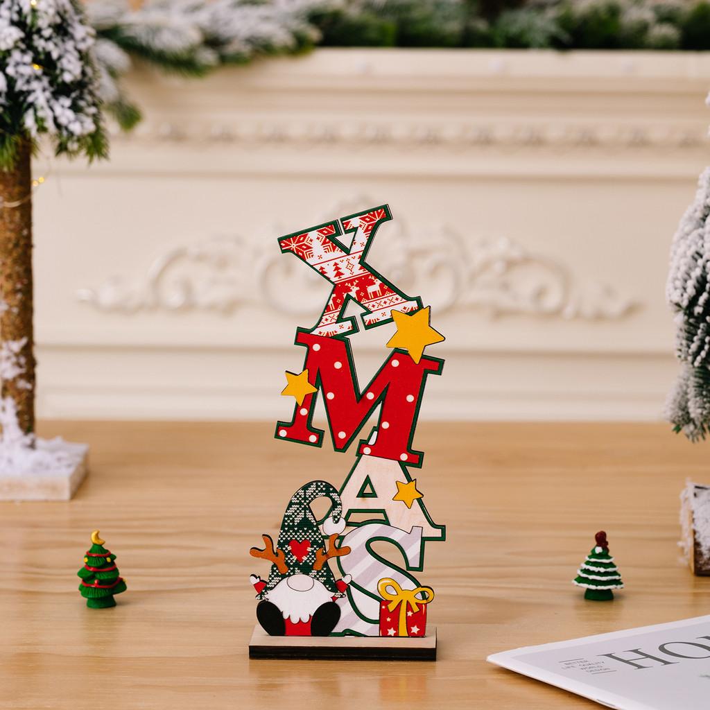 Christmas Delightful Wooden Tabletop Decor Featuring Fun Cartoon Letter Designs For Welcome Noel Xmas
