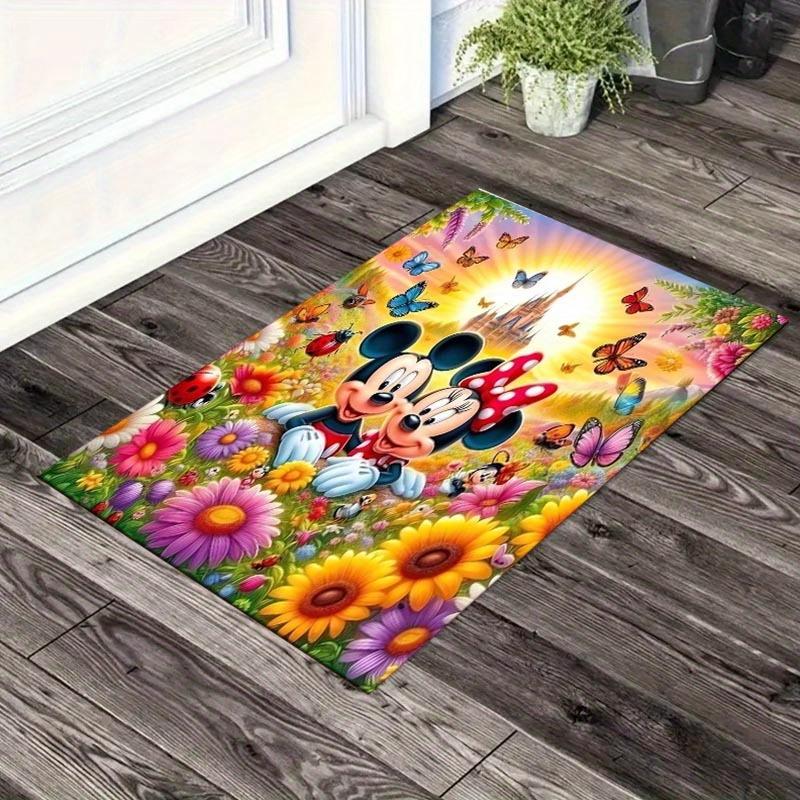 

1pc Mickey Mouse and Castle Pattern Area Rug Soft Flannel Floor Mat for Living Room, Office, Bedroom, Outdoor and Camping, Sofa Coffee Table 60cm by 90cm