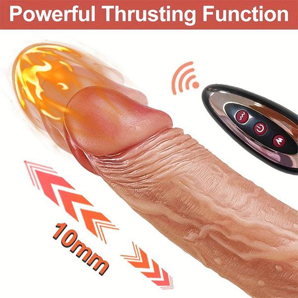 Realistico vibratore telescopico per dildo per le donne Grande pene reale Controllo remoto Riscaldamento Spinta Dildio Giocattoli del sesso Masturbatore femminile