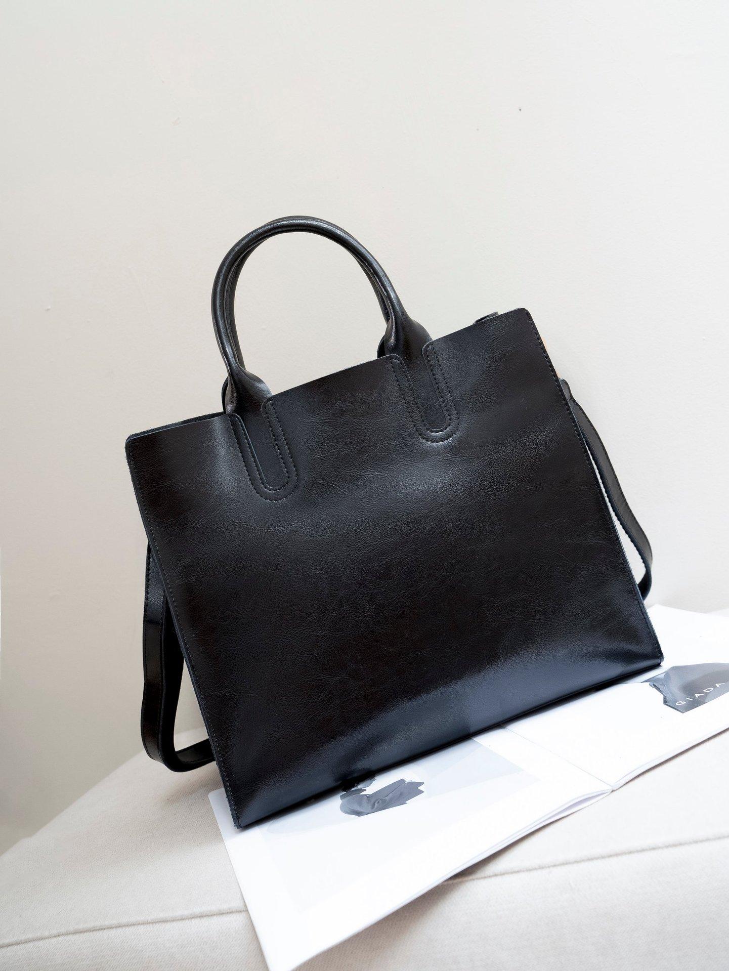 

Real Leather Women s Bag, Commuting Oil Wax Cowhide Handbag, Large Capacity Tote Bag, Single Shoulder Crossbody Square Bag чёрный