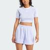 Adidas Originals Striped Colorblock Logo Slim Crop Short Sleeve Shoulder T-Shirt Women Tops Violet IP0658
