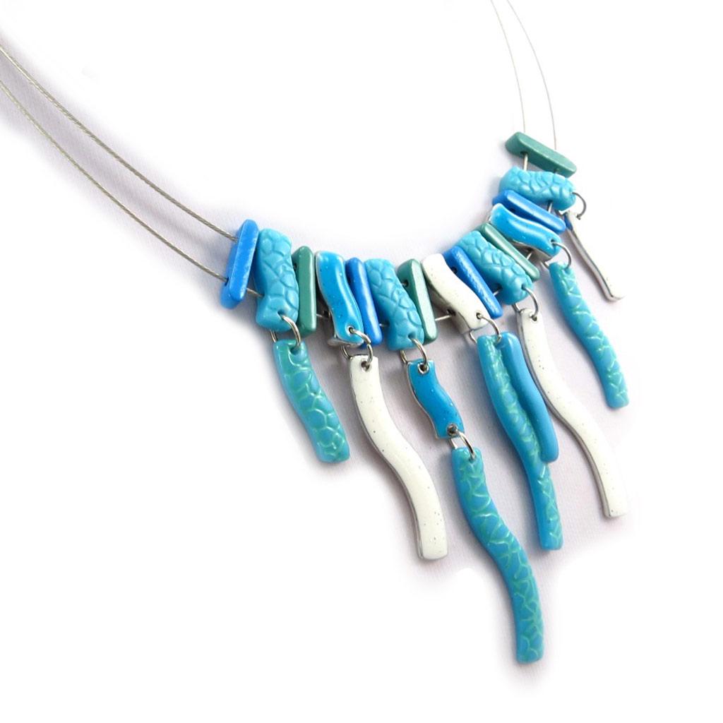 NOA [K1439] - Designer Necklace 'Safari Queen' Turquoise White