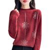 Women's Elegant Snowflake Rhinestone Half-High Collar Sweater - Velvet Loose Knit Pullover Base Layer for Autumn and Winter