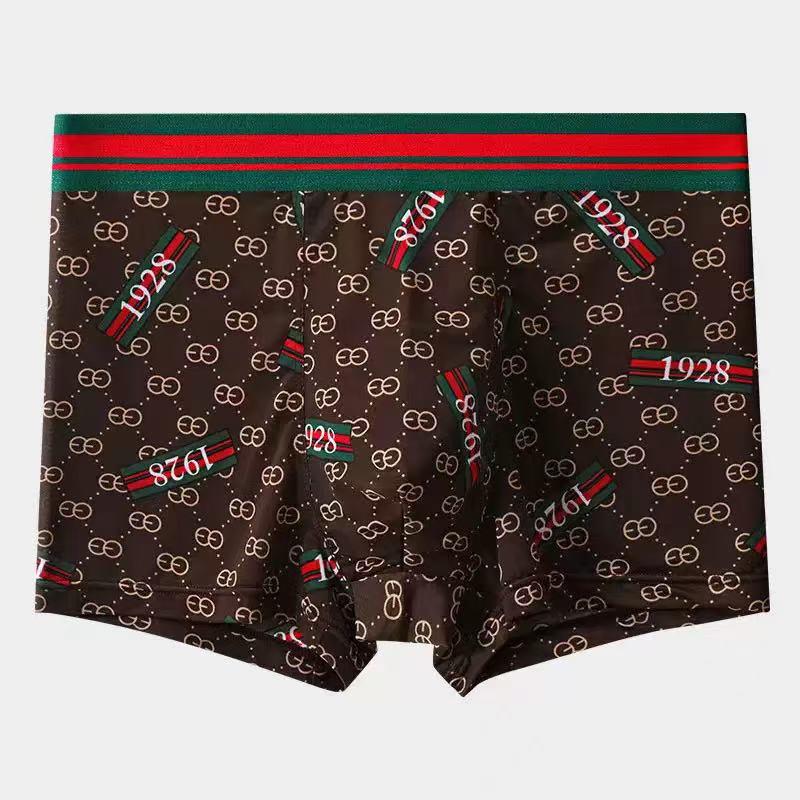 

Чоловічі однотонні боксери з льодяної шовку, модний розкішний принт 34CM [100-120 kg] кавовий