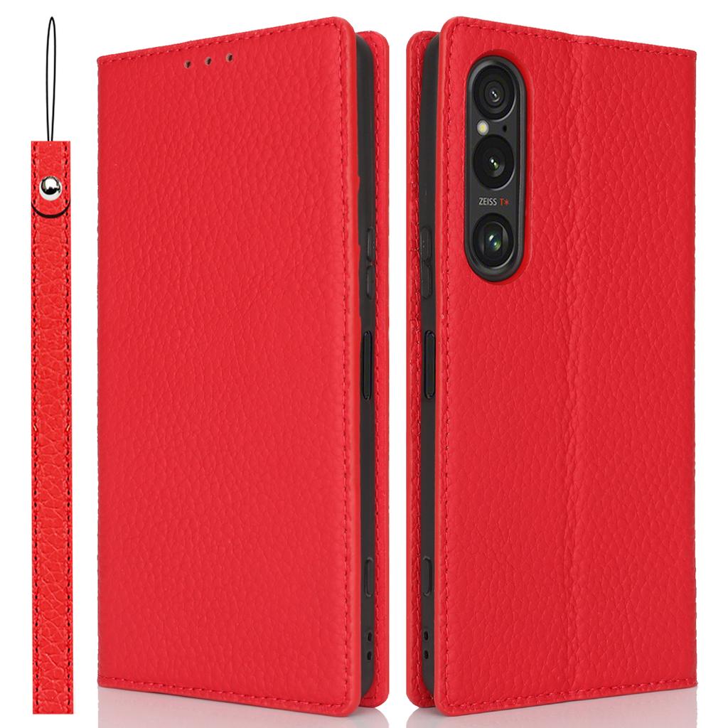 Pre Sony Xperia 1 VI Puzdro Pravá Hovädzia Koža Litchi Textúra Vyklápací Kryt na Telefón