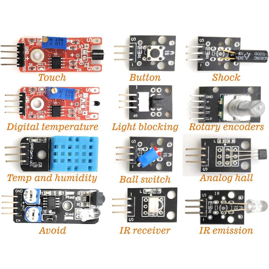 37 Sensors Assortment Kit 37 Sensors Kit Sensor Starter Kit for Arduino Raspberry Pi Sensor Kit 37 In 1 Robot Projects Starter