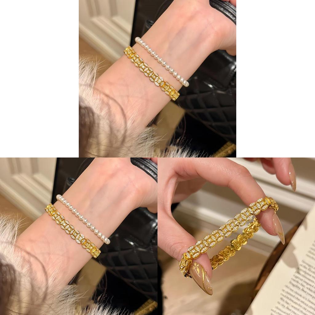 Geometric Zircon Copper Coin Bracelet For Women Gift Gift Giving