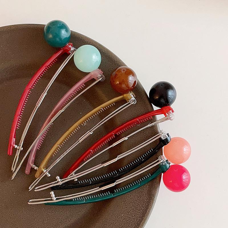 Metal Buckle Colorful Beads Banana Clip Women Girls Fashion Versatile Ponytail Hairpin Sweet Styling Tool Girls Hair Accessories