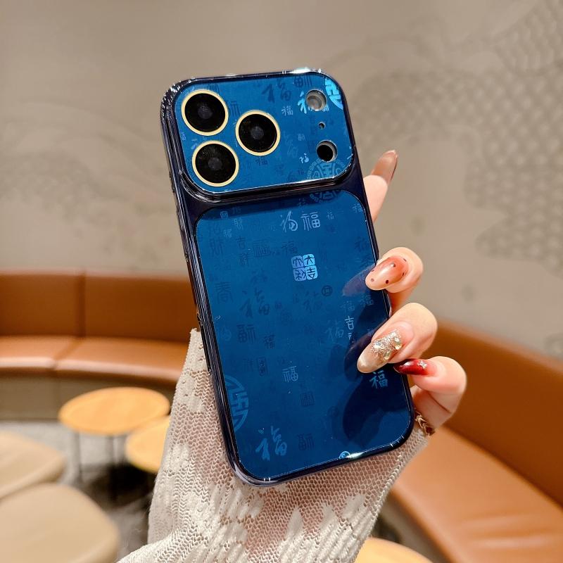 Electroplated Large Window Lucky Character Case for For Iphone 17 16 15 14 Plus 13 Pro Max Camera Protection Shockproof Matte Cover
