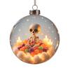 Glowing Transparent Plastic Halloween Hanging Ball Ornament with Horror Scene for Home and Party Decor