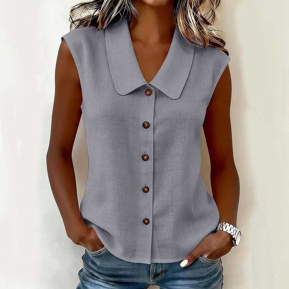 Women Elegant Commuter Sleeveless Button Cardigan Top, Fashion Blouse for Summer