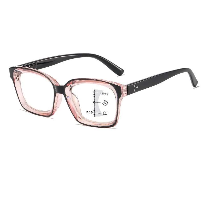 Retro Trend Progressive Multifocal Reading Glasses New Designer Blue Anti Light Far Sight Eyeglasses for Women Men HD Eyeglasses