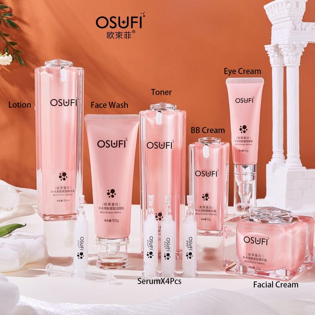 Set Cura della Pelle del Viso Anti-Età al Collagene Detergente Viso Tonico Controllo Grasso Siero Rassodante Crema Viso Idratante Prodotti di Bellezza