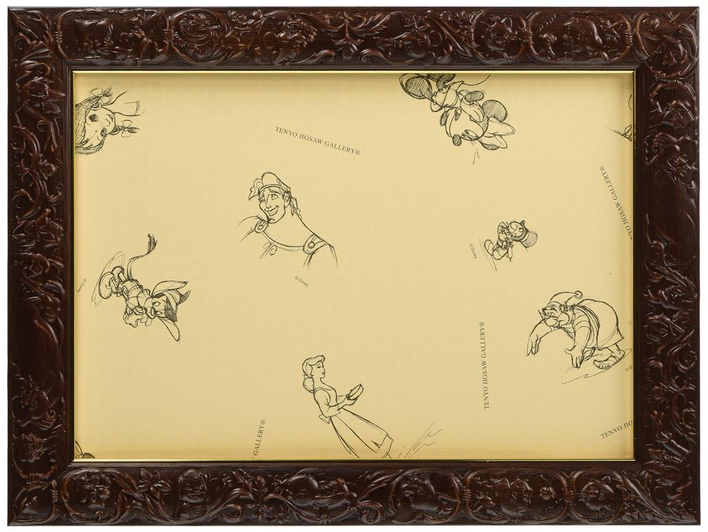 Tenyo In Puzzle Frame for 108 Disney Art Figure Brown X Gold Braided 3D Character Disney Emblem Hanging and Hook Included (Made Japan) Panels, (18.2